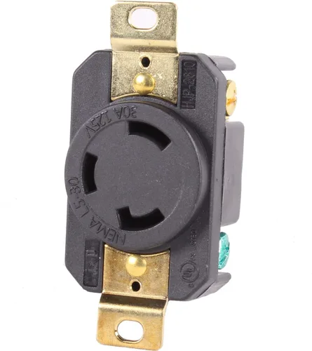 Miniatura 2 de Journeyman-Pro 2610, NEMA L5-30R, 30A 125 voltios, enchufe de receptáculo de bloqueo de montaje empotrado, grado industrial negro, soldadura a
