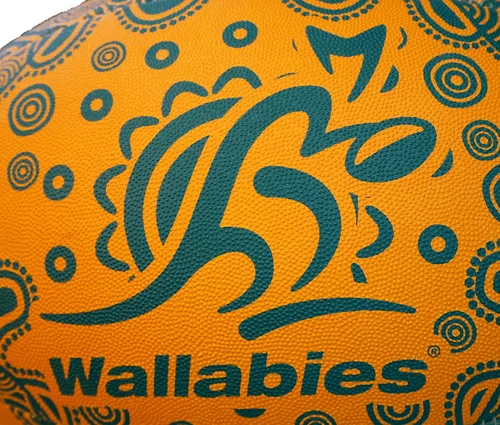 Miniatura 5 de Gilbert Australia Wallabies - Soporte de pelota de rugby indígena talla 5 con licencia