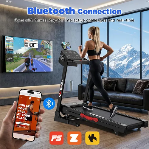 Miniatura 8 de 3.5HP Folding Treadmill Auto Incline, 300lbs, 8MPH, 17" Belt,64 Programs
