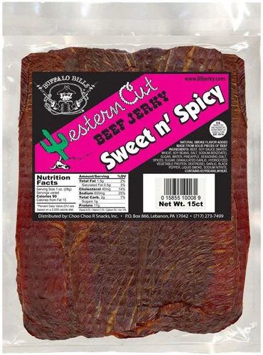 Miniatura 5 de Buffalo Bills 18oz Black Pepper Western Cut Big Slab Beef Jerky (15 losas de carne seca por bolsa)