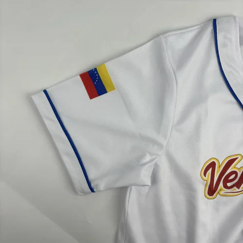 Miniatura 7 de Venezuela - Camiseta de béisbol clásica de manga corta con botones de malla, para hombre y mujer, camiseta de Venezuela beisbol