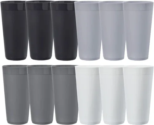 Miniatura 14 de US Acrylic Newport Vasos de Agua Apilables de Plástico Irrompible de 20 Onzas en 4 Colores Costeros Juego de 12 Vasos para Beber Reutilizables
