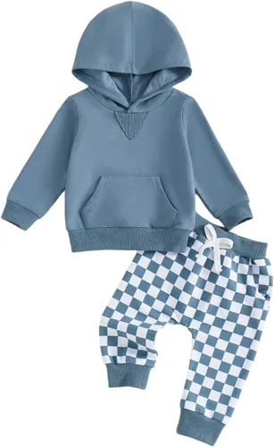 Miniatura 151 de Conjunto de ropa de otoño e invierno para bebé y niño, sudadera larga con capucha y pantalones para niños pequeños, 6, 12, 18, 24 meses, 2T