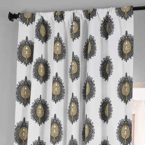 Miniatura 4 de HPD HALF PRICE DRAPES PRTW-BOD02A-84 - Cortina opaca de algodón con estampado maya (1 panel), 50 x 84 pulgadas, color verde azulado maya