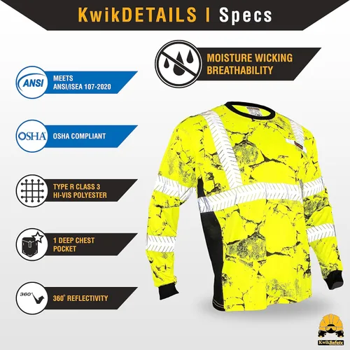 Miniatura 5 de KwikSafety - Charlotte, NC - Camisas de seguridad de manga larga de edición limitada [Cinta de espina de pescado de lujo] Clase 3 Cumple con ANSI