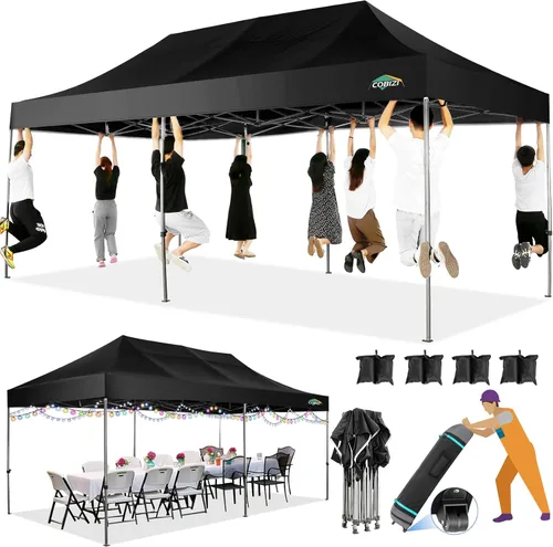 Miniatura 38 de COBIZI Tienda de campaña desplegable de 6.6 x 6.6 pies, toldo resistente, fácil de instalar, impermeable, para exteriores, fiestas, playa, jardín