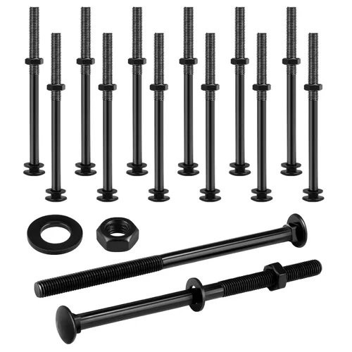 Miniatura 23 de Zonon Juego de 12 pernos de carro de 1/2 x 4 pulgadas, negro galvanizado, incluye arandelas resistentes a la corrosión y tuercas para accesorios