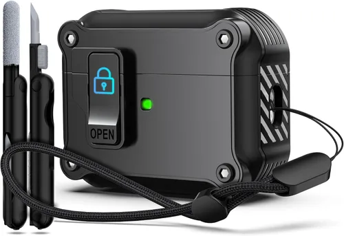 Miniatura 130 de R-fun - Funda para audífonos compatible con AirPods de 4.ª generación 2024, cubierta protectora de expulsión automática a prueba de caídas, puerto