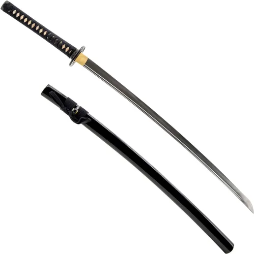 Miniatura 15 de HMS Samurai Katana Sword, Practical, Hand Forged, 1045 Carbon Steel, Heat Tempered/Clay Tempered, Full Tang, Sharp, Scabbard Blanco-dragón-951A
