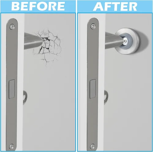 Miniatura 3 de Hotop Tope de pared para puerta, protector de acero inoxidable con parachoques de goma para montaje en pared, topes de descarga, silencioso
