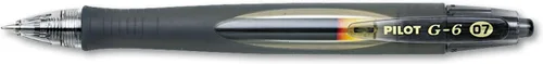 Pilot Bolígrafos G6, bolígrafos de gel de alta calidad, recargables y retráctiles, punta fina, 0.028 in, tinta negra, paquete de 12 (31401)