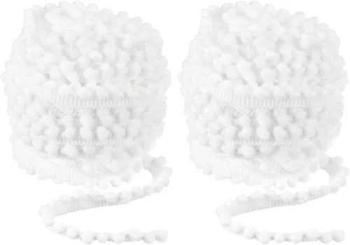 Miniatura 9 de uxcell 2 piezas de 10 yardas con flecos de pompones, accesorio de costura de cinta, manualidades para el hogar, cortina, ropa, decoración de Azul