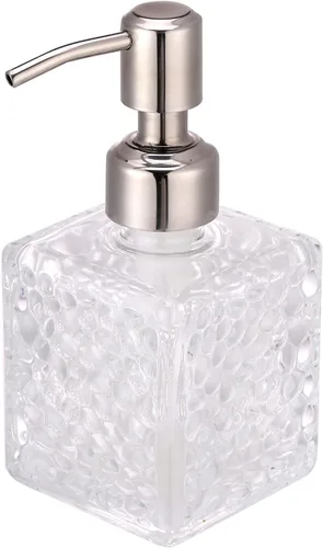 Miniatura 10 de YunNasi - Dispensador de jabón con bomba, diseño de cristal transparente, vintage y elegante, dispensador de jabón líquido recargable para encimera
