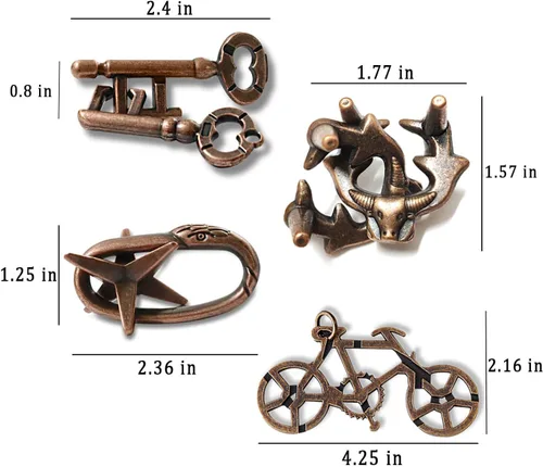 Miniatura 4 de MHY Rompecabezas Mentales de Metal Jumbo para Adultos - Paquete de 4 Juegos Mentales 3D Desafiantes con Estuche Portátil Juguetes de Lógica