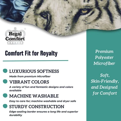 Miniatura 6 de Regal Comfort White Tiger Aurora - Manta tamaño Queen de 79 pulgadas de largo x 86 pulgadas de ancho, peso medio, manta de piel sintética súper