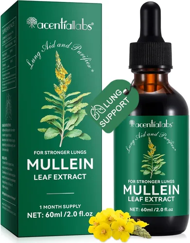 Gotas de extracto de hoja de gordolobo, suplemento de extracto de gordolobo líquido orgánico para la salud pulmonar - vegano, sin aditivosLimpieza