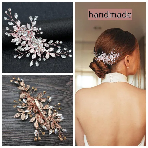 Miniatura 2 de Pinza para el pelo de boda hecha a mano con diamantes de imitación para novias, accesorios para el cabello de boda para novias y niñas de flores