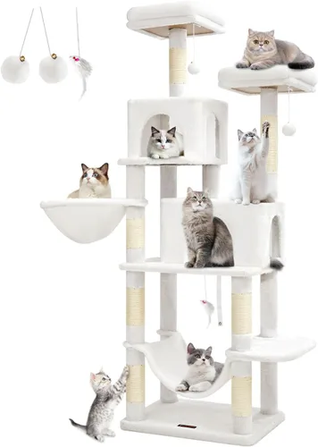 Miniatura 11 de Taoqimiao Árbol para gatos, torre para gatos de 66.2 pulgadas para gatos de interior, condominio para gatos de varios niveles de felpa con 7 postes