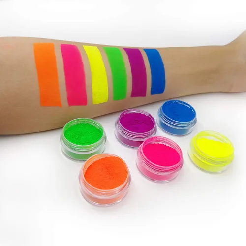 Miniatura 9 de Polvo de pigmento reactivo UV neón para maquillaje con luz negra, sombra de ojos fluorescente ultra brillante para fiestas rave y festivales, arte