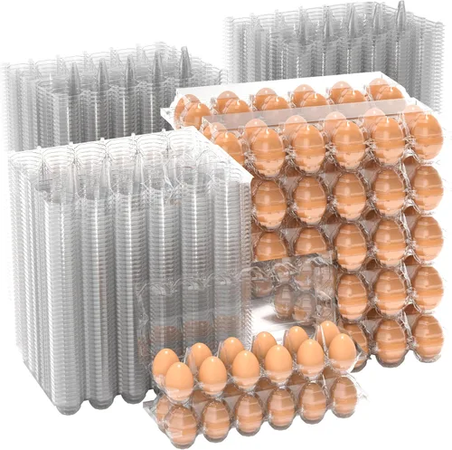 Miniatura 9 de 100 cartones de huevos baratos a granel, cartones de huevos grandes de plástico de 6 unidades, media docena de contenedores de huevos reutilizables