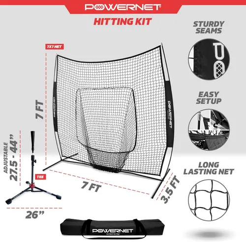 Miniatura 3 de PowerNet Baseball Softball Practice Net 7x7 with Baseball Accessories for Practice Pitching, Batting & Fielding, Ball Caddy, Weighted Baseballs, Tee