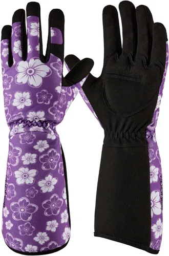 COOLJOB Guantes de jardín para poda de rosas a prueba de espinas para mujer, manga larga, acolchados, para trabajo en el patio, arbusto, mora,