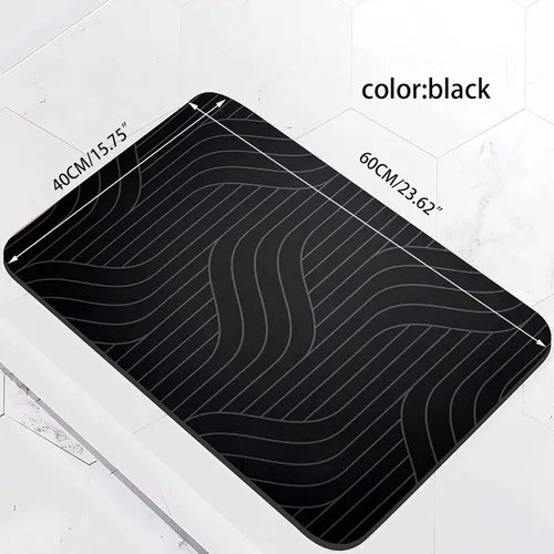 Miniatura 3 de Alfombrilla de baño de piedra de diatomita, de secado rápido, antideslizante, tierra de diatomeas, alfombra de baño, 15.7 x 23.6 in, color negro