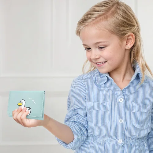 Miniatura 24 de CONISY Lindas carteras para mujer, de cuero con bloqueo RFID, pequeña cartera triple con ventana de identificación para niñas y mujeres