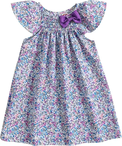 MODNTOGA Vestido de verano floral para niña, manga con volantes, estampado de flores silvestres, vestido de playa para niña, vestido de princesa