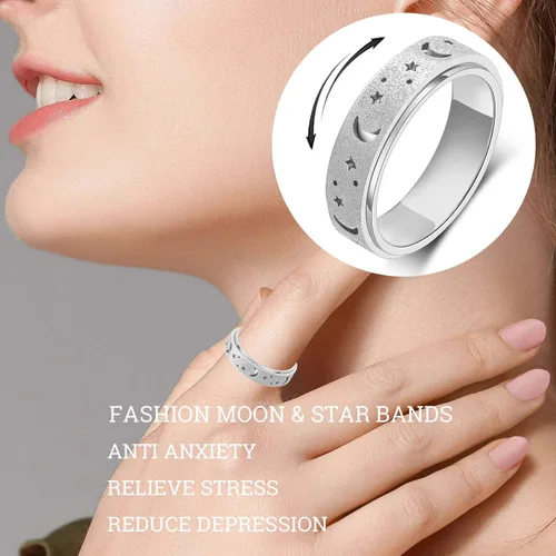 Miniatura 3 de OreilleStar Anillo de ansiedad para mujer, anillo giratorio, anillo para ansiedad, juguetes para adultos, anillos giratorios para ansiedad, anillos