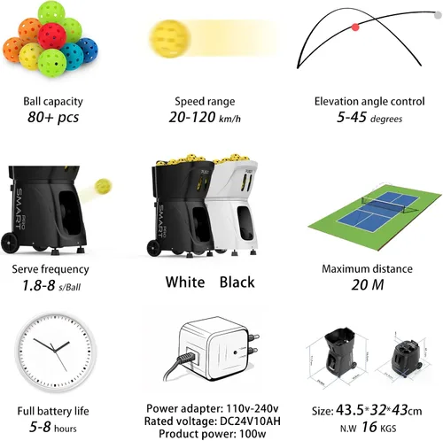 Miniatura 3 de Máquina de pickleball PP SMART PRO, lanzador automático profesional de bolas con aplicación y control remoto, capacidad de más de 80 bolas