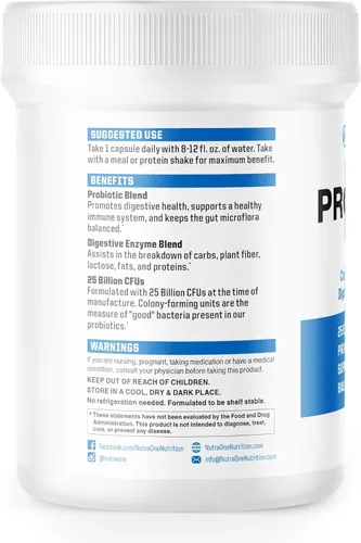Miniatura 2 de Suplemento probiótico ProbioticX para mujeres y hombres por NutraOne - Probióticos para la salud digestiva y el apoyo inmunológico* (30 cápsulas)