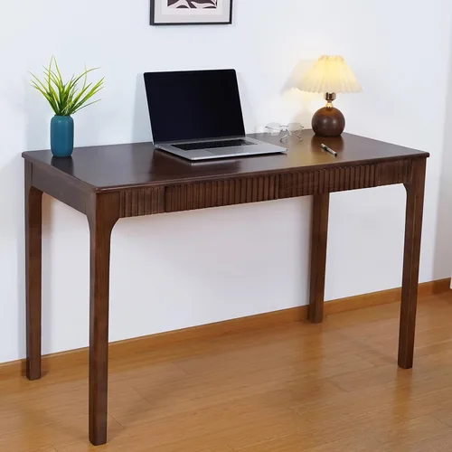 Miniatura 14 de Escritorio de madera maciza con cajón, escritorio de madera para oficina en casa para el trabajo, escritorio de computadora para estudiantes