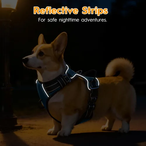 Miniatura 9 de Arnés para perro sin tirones, chaleco reflectante ajustable y acolchado para mascotas con asa de fácil control, fácil de llevar con nudo elegante