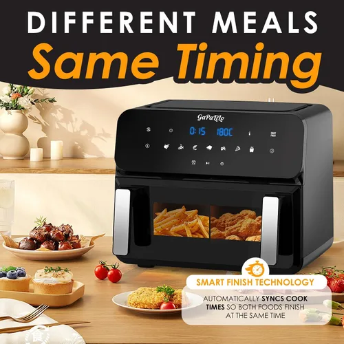 Miniatura 8 de 11QT Large Dual Zone Air Fryer, Double Basket Air Fryer with 2×5.5QT Baskets, Digital Full Touchscreen Easy-Panel, SyncCook Function, Cook 2 Dishes