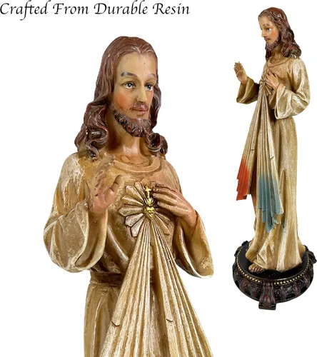 Miniatura 4 de Urbalabs Estatua de Jesucristo Santos Católicos Estatuas Religiosas Figuras religiosas 13 pulgadas Estatua del Sagrado Corazón de Jesús Crucificado