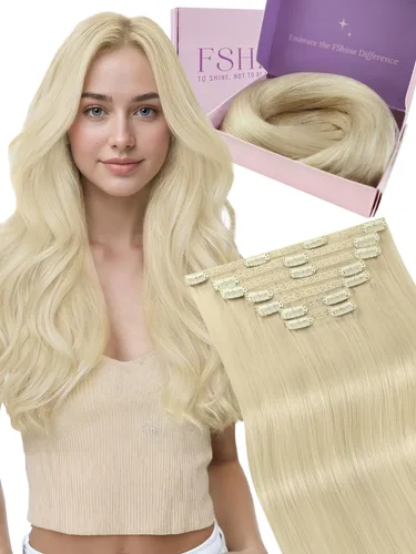 Miniatura 33 de Fshine Extensiones de cabello con broches, 22 pulgadas, 7 unidades, color marrón oscuro, doble trama, extensiones de cabello humano real con clip