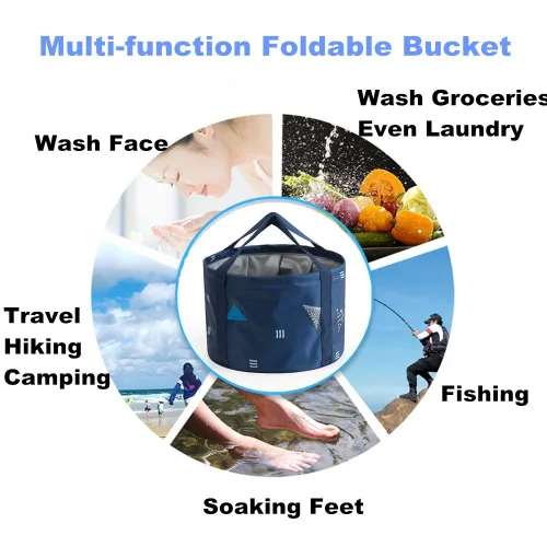 Miniatura 8 de Bolsa de baño plegable para pies de 14L con asas para niños, cubo de spa de pedicura portátil para pies para viajes y camping Rosa