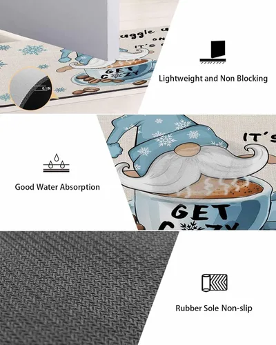 Miniatura 3 de Tapete de baño de gnomos de café, antideslizante, de secado rápido y absorbente, de tierra de diatomeas, para fregadero de cocina, lavable, tapete