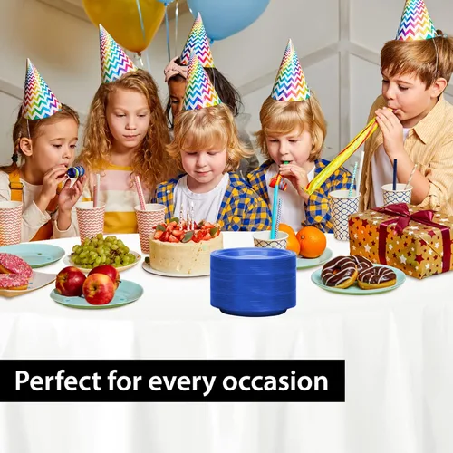 Miniatura 5 de Platos de plástico azul de 9 pulgadas – 50 unidades – Platos redondos de plástico sólido para fiestas, bodas, barbacoas, platos de cumpleaños