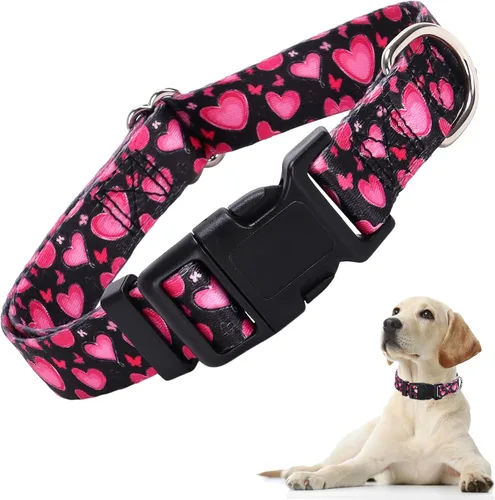 Miniatura 32 de Collares de Perro para Niñas con Patrones de Margaritas, Lindo Collar Rosa para Perras, Collares Ajustables Blandos y Duraderos para Perros XS 12