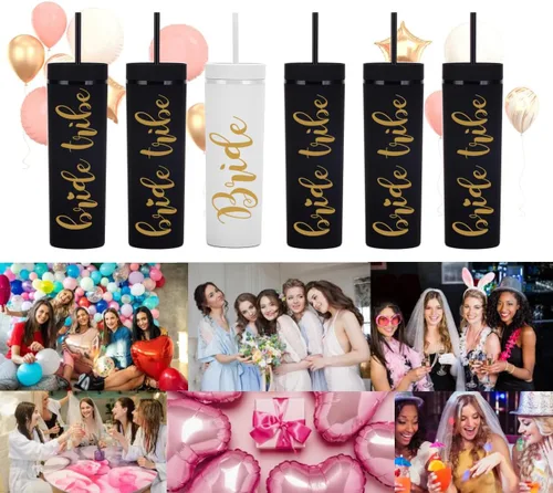 Miniatura 7 de Vasos delgados de 16 onzas de Bride & Bride Tribu. Copas de despedida de soltera, regalos de boda de compromiso, regalos de propuesta de dama