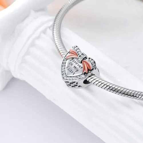 Miniatura 5 de LONAGO Abalorio de plata de ley 925 con diseño de mariposa y pavo real para mujer