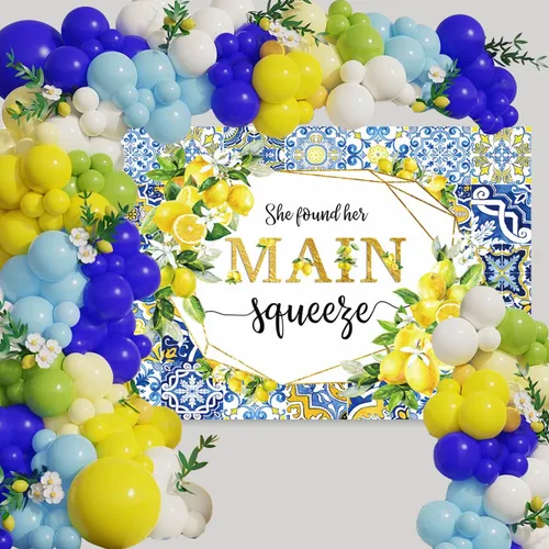Miniatura 2 de AIBIIN Telón de fondo de despedida de soltera de limón de 10 x 7 pies con texto en inglés "She Found Her Main Squeeze Engagement Party Fotografía