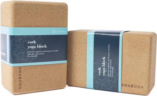 SNAKUGA Bloque de corcho para yoga, paquete de 2 unidades para pilates, bloques antideslizantes y de alta densidad de 4 o 3 pulgadas para