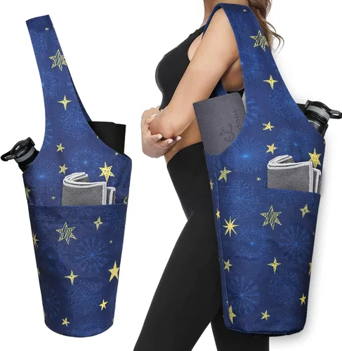 Miniatura 20 de Bolsa de esterilla de yoga impresa a la moda con bolsillo lateral grande y bolsillo con cremallera, bolsa larga de yoga que se adapta a la mayoría