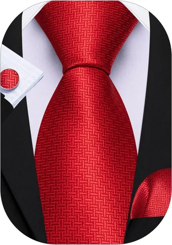 Miniatura 108 de Barry.Wang Juego de corbatas para hombre, corbata de seda a rayas, tejido a cuadros, gemelos formales, negocios, boda
