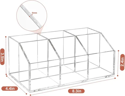Miniatura 2 de Organizador de brochas de maquillaje transparente de acrílico con 6 ranuras para cosméticos, organizador de almacenamiento para encimera de tocador