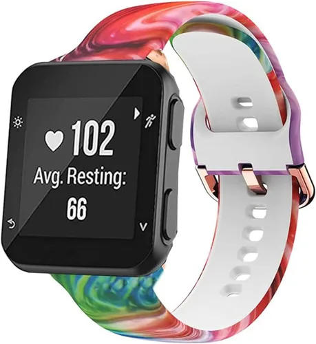 Miniatura 14 de Correa de reloj compatible con Garmin Forerunner 35, correa de repuesto de silicona con patrón de moda para hombre y mujer