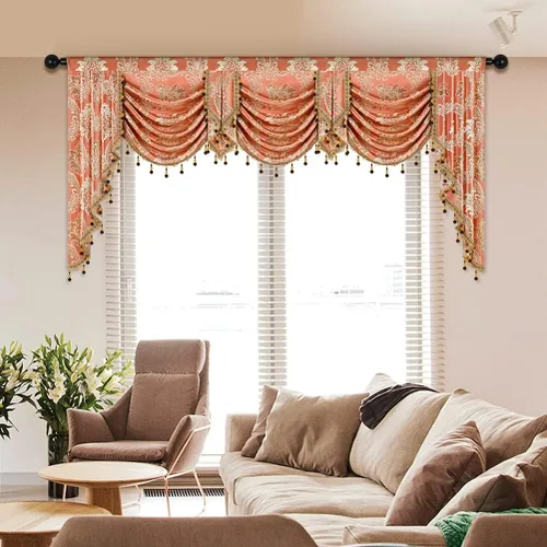 Miniatura 20 de ELKCA - Cenefa de cascada de tejido jacquard para dormitorio, cenefa de cortina de lujo para sala de estar